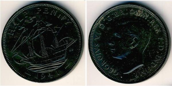 1/2 Penny 英国 銅 