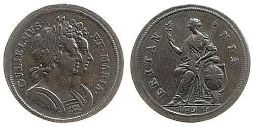 1/2 Penny 英格兰王国 銅 威廉三世 (奥兰治)
