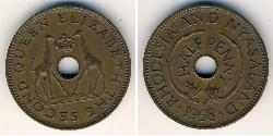 1/2 Penny 南羅德西亞 青铜 伊丽莎白二世 (1926-2022)