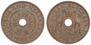 1/2 Penny 南羅德西亞 青铜 伊丽莎白二世 (1926-2022)