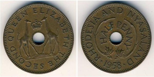 1/2 Penny 南羅德西亞 青铜 伊丽莎白二世 (1926-2022)