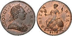 1/2 Penny 大不列顛王國 (1707 - 1800) 青铜 喬治三世 (1738-1820)