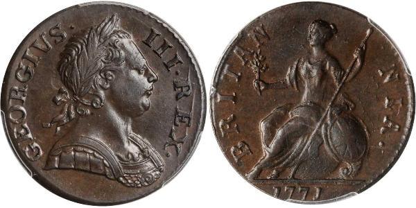 1/2 Penny 大不列顛王國 (1707 - 1800) 青铜 喬治三世 (1738-1820)