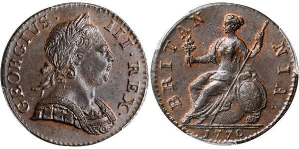 1/2 Penny 大不列顛王國 (1707 - 1800) 青铜 喬治三世 (1738-1820)