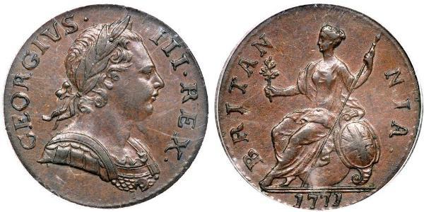 1/2 Penny 大不列顛王國 (1707 - 1800) 青铜 喬治三世 (1738-1820)