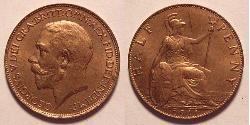 1/2 Penny 大不列颠及爱尔兰联合王国 (1801 - 1922) 青铜 乔治五世  (1865-1936)