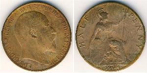 1/2 Penny 大不列颠及爱尔兰联合王国 (1801 - 1922) 青铜 爱德华七世 (1841-1910)