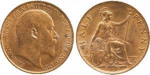1/2 Penny 大不列颠及爱尔兰联合王国 (1801 - 1922) 青铜 爱德华七世 (1841-1910)