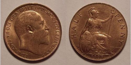 1/2 Penny 大不列颠及爱尔兰联合王国 (1801 - 1922) 青铜 爱德华七世 (1841-1910)