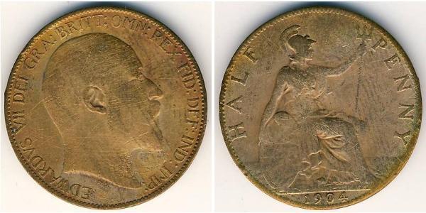 1/2 Penny 大不列颠及爱尔兰联合王国 (1801 - 1922) 青铜 爱德华七世 (1841-1910)