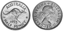 1/2 Penny 澳大利亚 青铜 伊丽莎白二世 (1926-2022)
