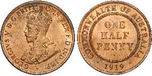 1/2 Penny 澳大利亚 青铜 乔治五世  (1865-1936)