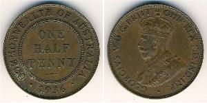 1/2 Penny 澳大利亚 青铜 乔治五世  (1865-1936)