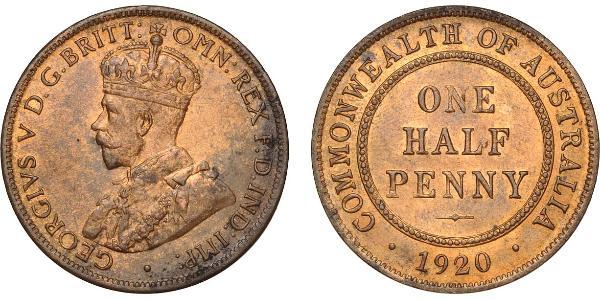 1/2 Penny 澳大利亚 青铜 乔治五世  (1865-1936)