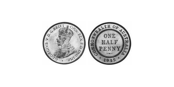 1/2 Penny 澳大利亚 青铜 乔治五世  (1865-1936)