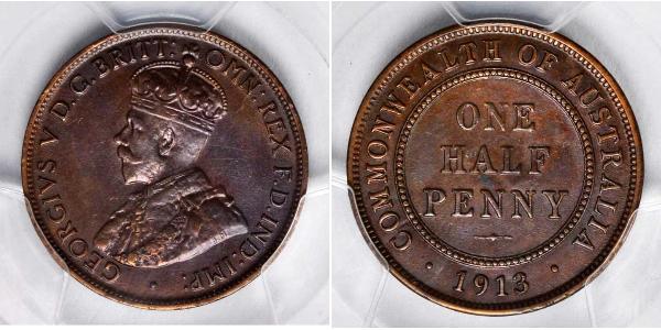 1/2 Penny 澳大利亚 青铜 乔治五世  (1865-1936)