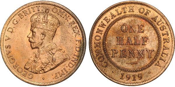 1/2 Penny 澳大利亚 青铜 乔治五世  (1865-1936)