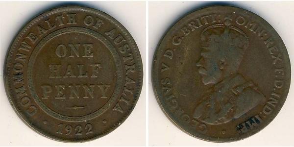 1/2 Penny 澳大利亚 青铜 乔治五世  (1865-1936)