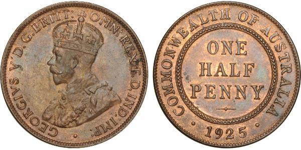 1/2 Penny 澳大利亚 青铜 乔治五世  (1865-1936)