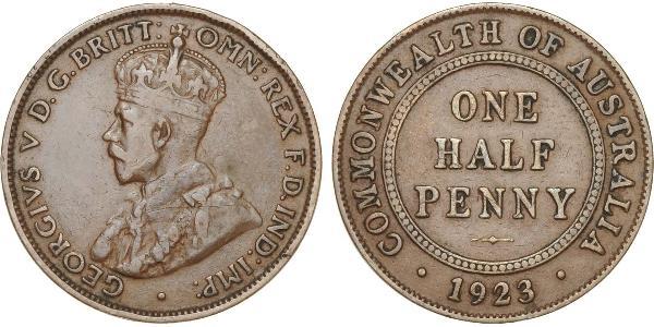 1/2 Penny 澳大利亚 青铜 乔治五世  (1865-1936)