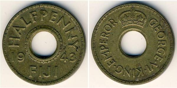 1/2 Penny Fiji 黃銅 