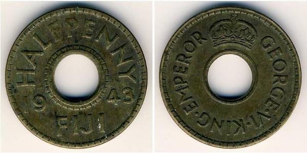 1/2 Penny Fiji 黃銅 