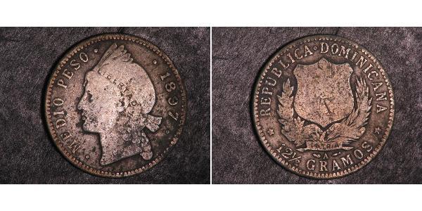 1/2 Peso République dominicaine Argent 