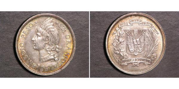 1/2 Peso République dominicaine Argent 