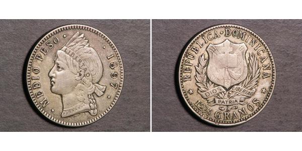 1/2 Peso République dominicaine Argent 