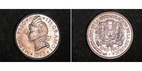 1/2 Peso République dominicaine Argent 