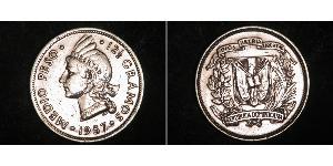 1/2 Peso Repubblica Dominicana Argento 