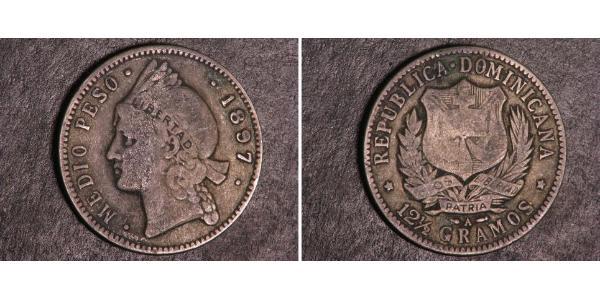 1/2 Peso Repubblica Dominicana Argento 