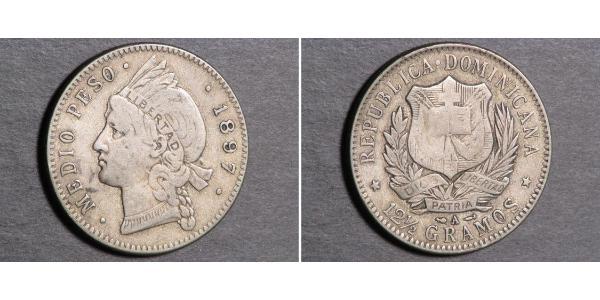 1/2 Peso República Dominicana Plata 