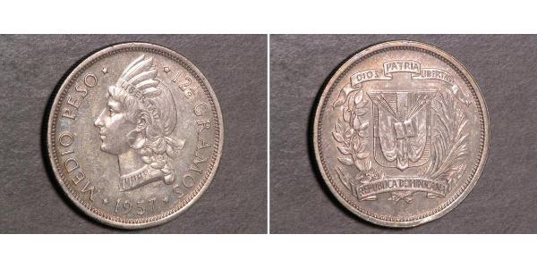 1/2 Peso Dominikanische Republik Silber 