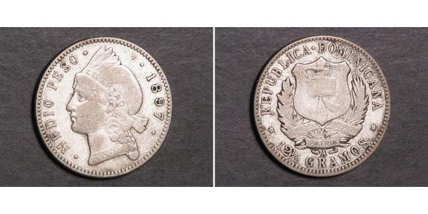 1/2 Peso Dominican Republic Silver 