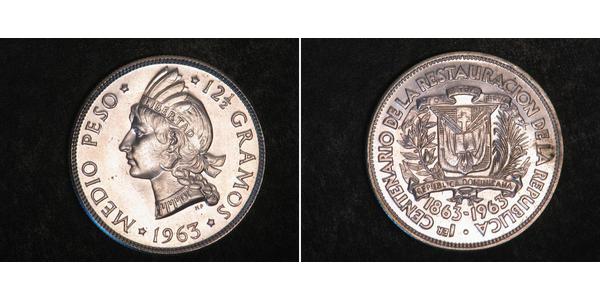 1/2 Peso Dominican Republic Silver 