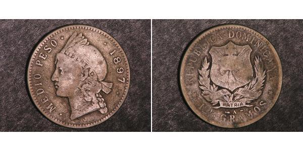 1/2 Peso Dominican Republic Silver 