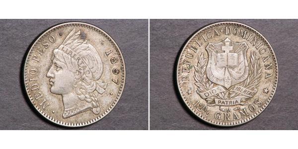 1/2 Peso Dominican Republic Silver 