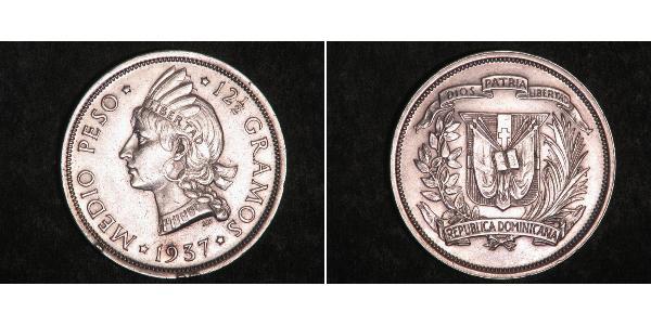 1/2 Peso Dominican Republic Silver 