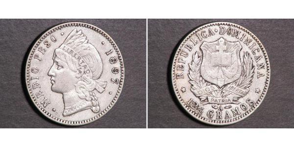 1/2 Peso Dominican Republic Silver 