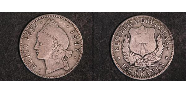 1/2 Peso 多明尼加 銀 