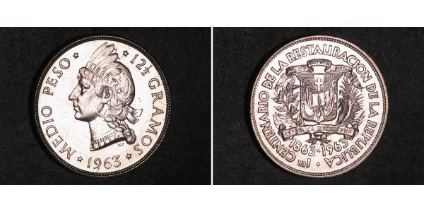 1/2 Peso 多明尼加 銀 