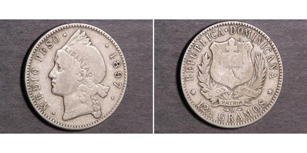 1/2 Peso 多明尼加 銀 