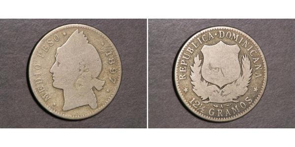 1/2 Peso 多明尼加 銀 