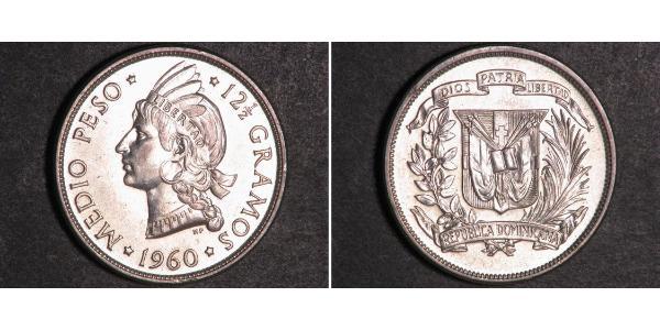 1/2 Peso 多明尼加 銀 