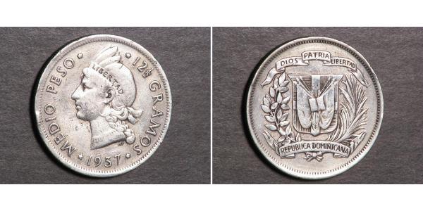 1/2 Peso 多明尼加 銀 