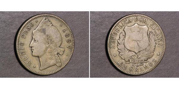 1/2 Peso 多明尼加 銀 