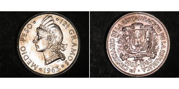 1/2 Peso 多明尼加 銀 