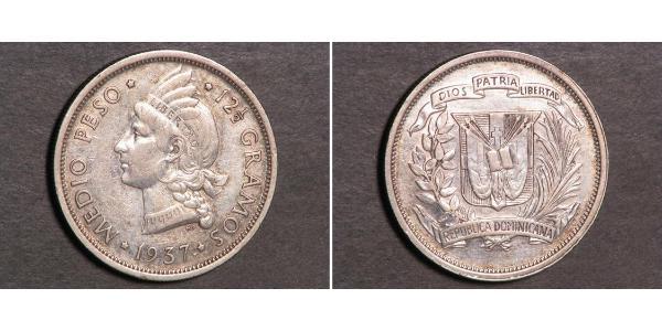 1/2 Peso 多明尼加 銀 