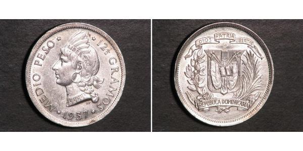 1/2 Peso 多明尼加 銀 